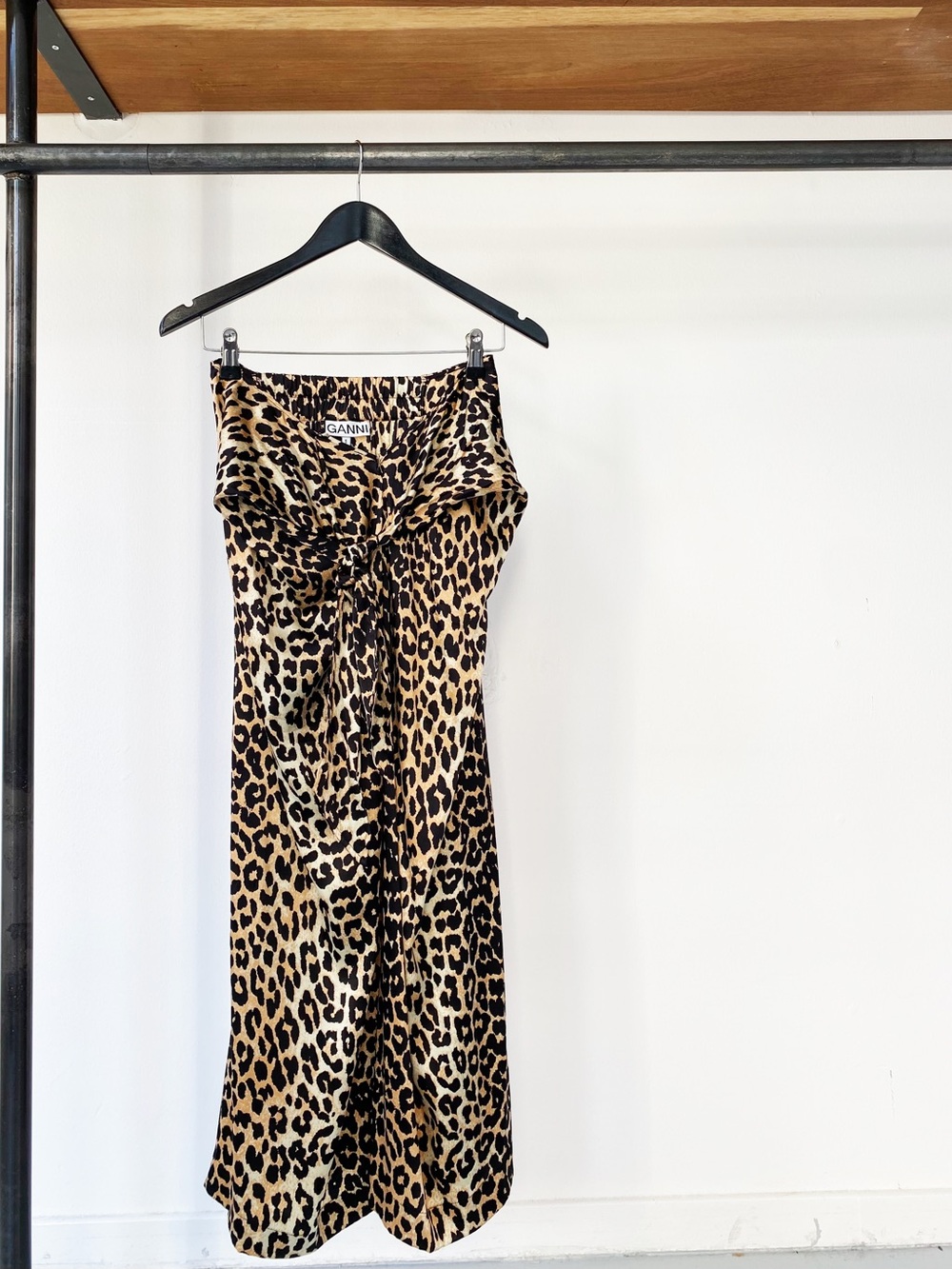 GANNI Leopard Print Silk Wrap Skirt in signature Animalier size 42